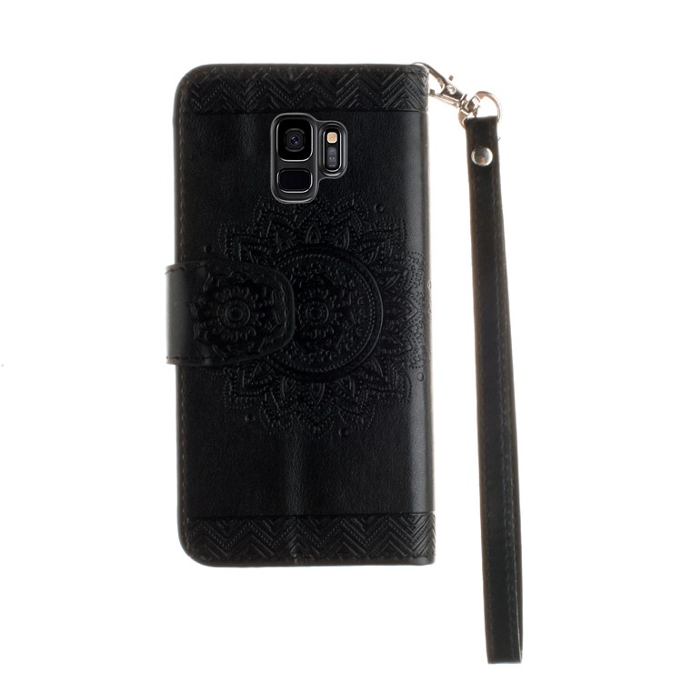 Imprint Mandala Flower Stand Wallet Leather Case for Samsung Galaxy S9 SM-G960 - Black-3