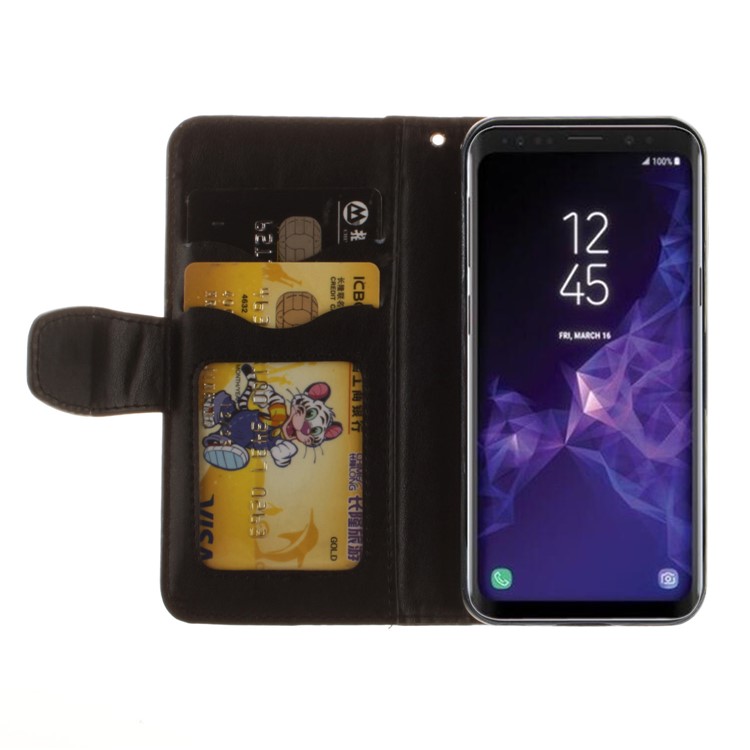 Imprint Mandala Flower Stand Wallet Leather Case for Samsung Galaxy S9 SM-G960 - Black-4