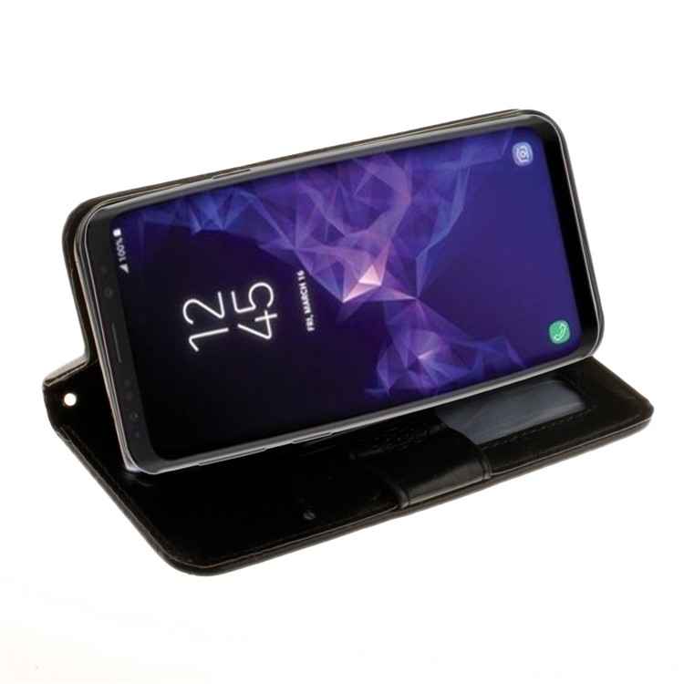 Imprint Mandala Flower Stand Wallet Leather Case for Samsung Galaxy S9 SM-G960 - Black-5