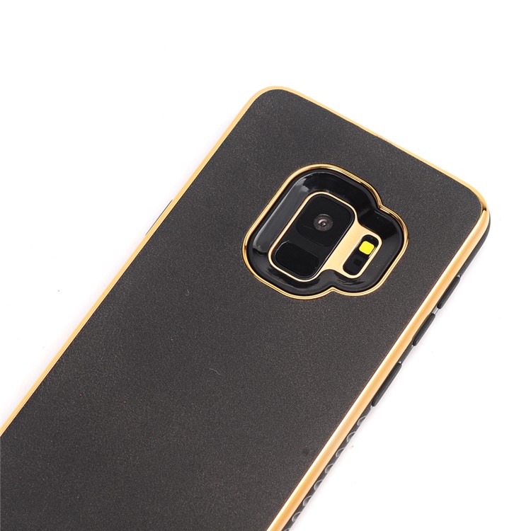 For Samsung Galaxy S9 G960 Crazy Horse Texture PU Leather Coated Plated TPU Phone Case - Black-3