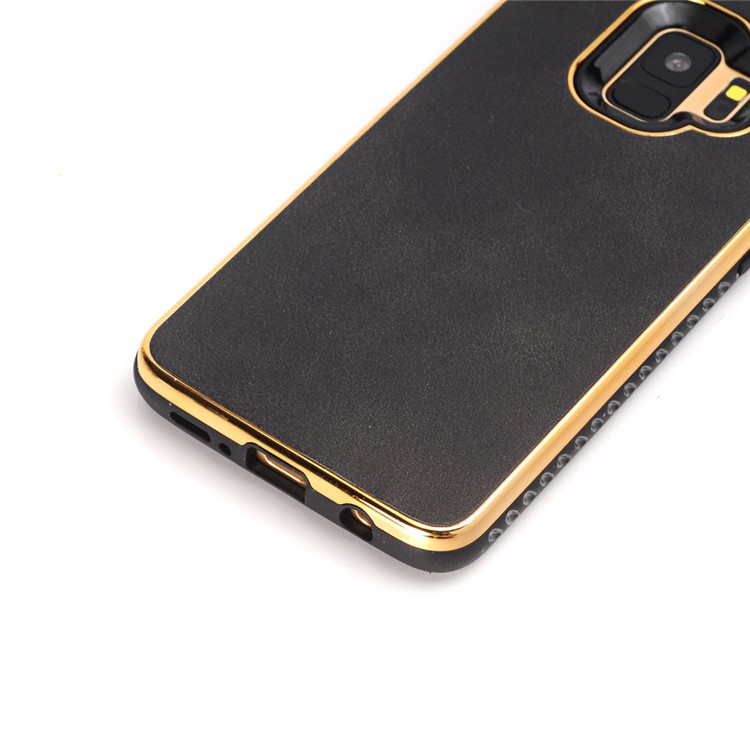 For Samsung Galaxy S9 G960 Crazy Horse Texture PU Leather Coated Plated TPU Phone Case - Black-4