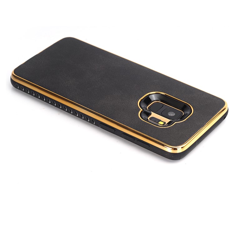 For Samsung Galaxy S9 G960 Crazy Horse Texture PU Leather Coated Plated TPU Phone Case - Black-5