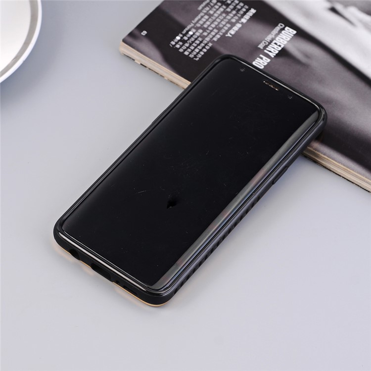 For Samsung Galaxy S9 G960 Crazy Horse Texture PU Leather Coated Plated TPU Phone Case - Black-6