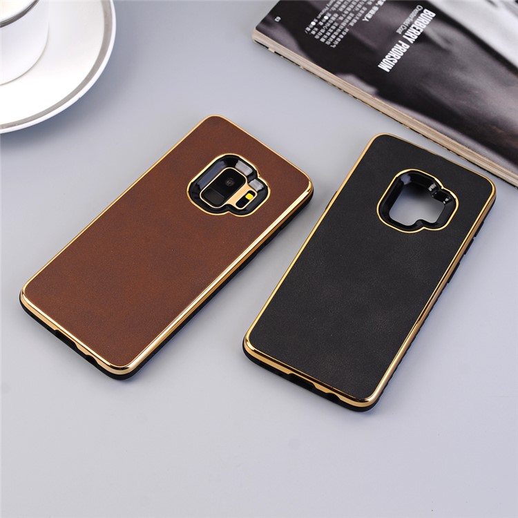 For Samsung Galaxy S9 G960 Crazy Horse Texture PU Leather Coated Plated TPU Phone Case - Black-7