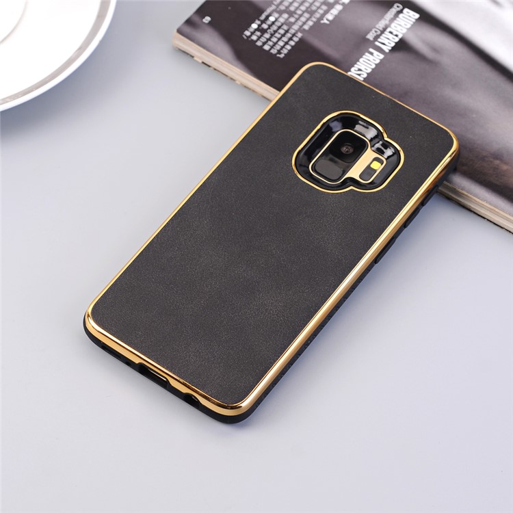 For Samsung Galaxy S9 G960 Crazy Horse Texture PU Leather Coated Plated TPU Phone Case - Black-8