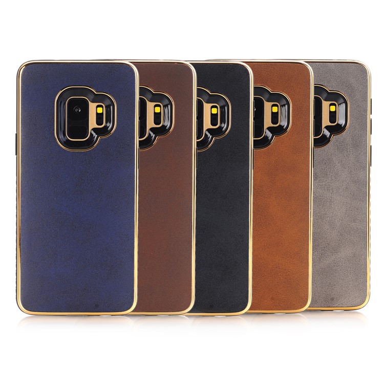 For Samsung Galaxy S9 G960 Crazy Horse Texture PU Leather Coated Plated TPU Phone Case - Black-9