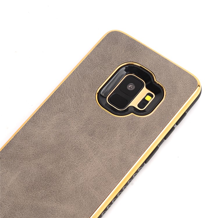 For Samsung Galaxy S9 G960 Crazy Horse Texture PU Leather Coated Plated TPU Phone Cover - Grey-3
