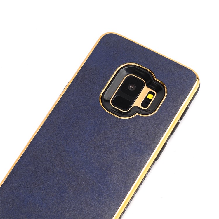 For Samsung Galaxy S9 G960 Crazy Horse Texture PU Leather Coated Plated TPU Phone Shell - Blue-2