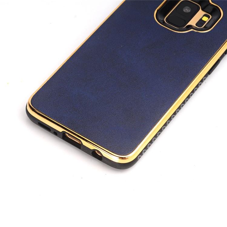 For Samsung Galaxy S9 G960 Crazy Horse Texture PU Leather Coated Plated TPU Phone Shell - Blue-3