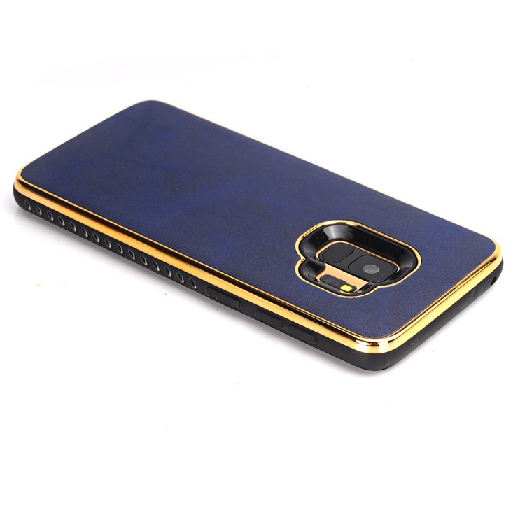 For Samsung Galaxy S9 G960 Crazy Horse Texture PU Leather Coated Plated TPU Phone Shell - Blue-4