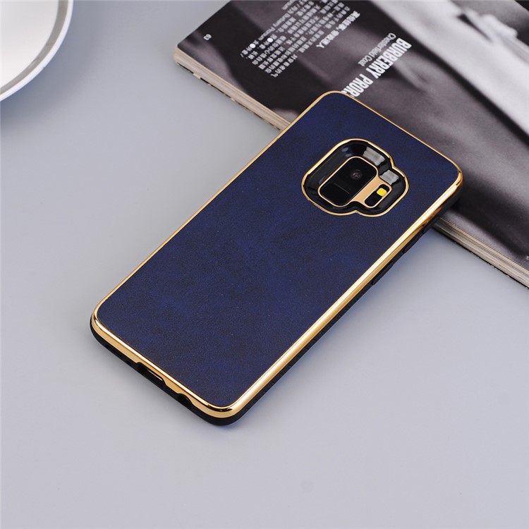 For Samsung Galaxy S9 G960 Crazy Horse Texture PU Leather Coated Plated TPU Phone Shell - Blue-5