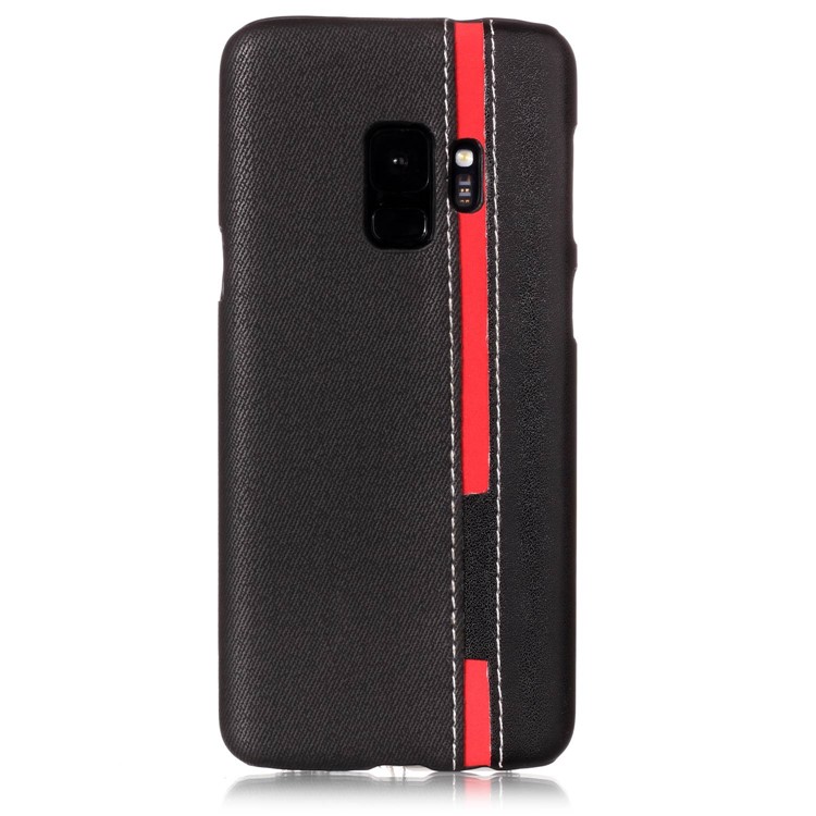 Contrast Color PU Leather Coated PC Mobile Phone Cover for Samsung Galaxy S9 SM-G960 - Black-2