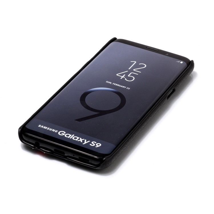 Contrast Color PU Leather Coated PC Mobile Phone Cover for Samsung Galaxy S9 SM-G960 - Black-6