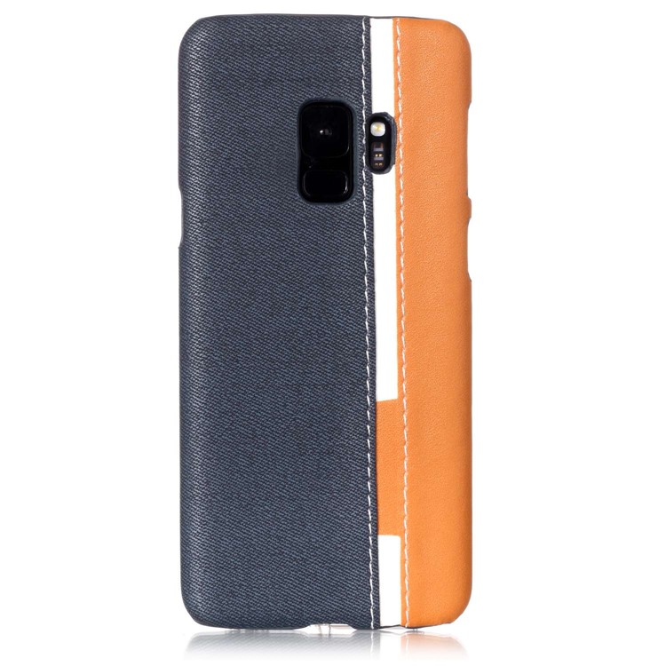 Contrast Color PU Leather Coated PC Mobile Phone Shell for Samsung Galaxy S9 SM-G960 - Dark Blue-2