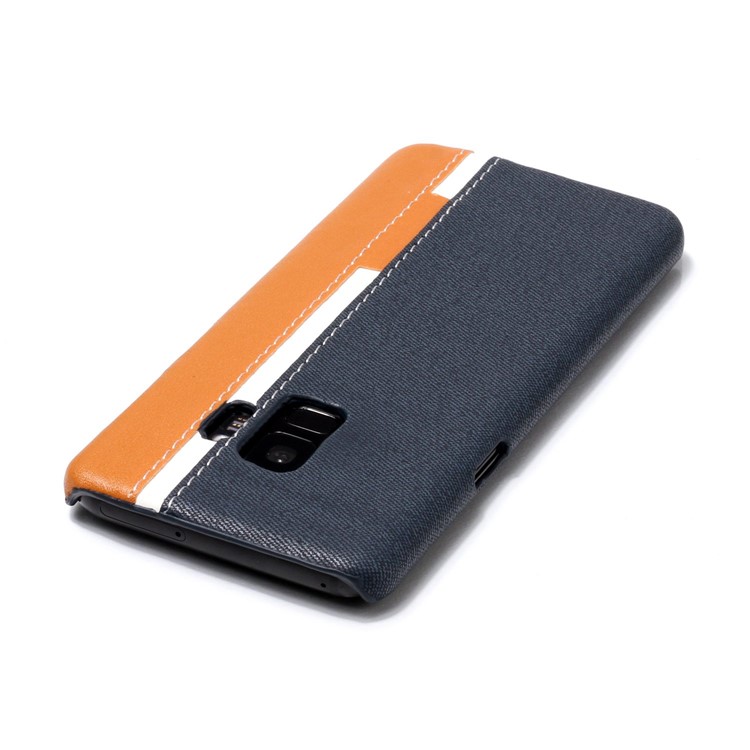 Contrast Color PU Leather Coated PC Mobile Phone Shell for Samsung Galaxy S9 SM-G960 - Dark Blue-4