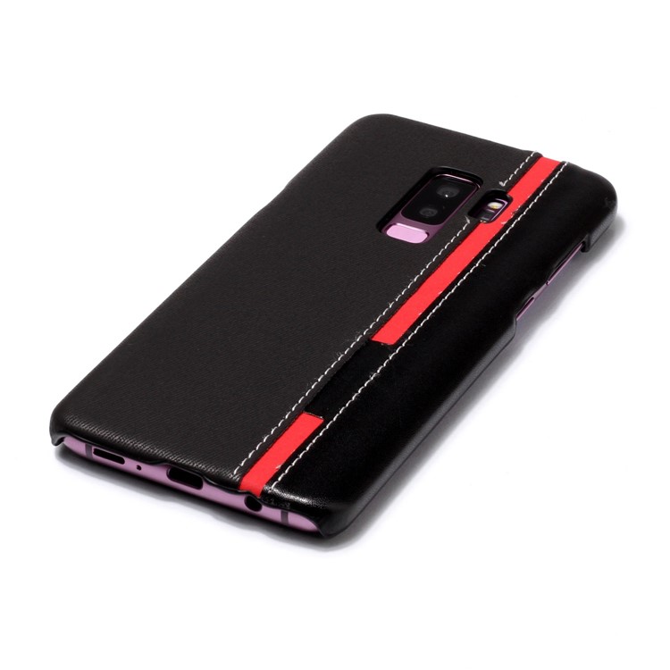 Contrast Color PU Leather Coated PC Mobile Phone Casing for Samsung Galaxy S9 Plus SM-G965 - Black-4