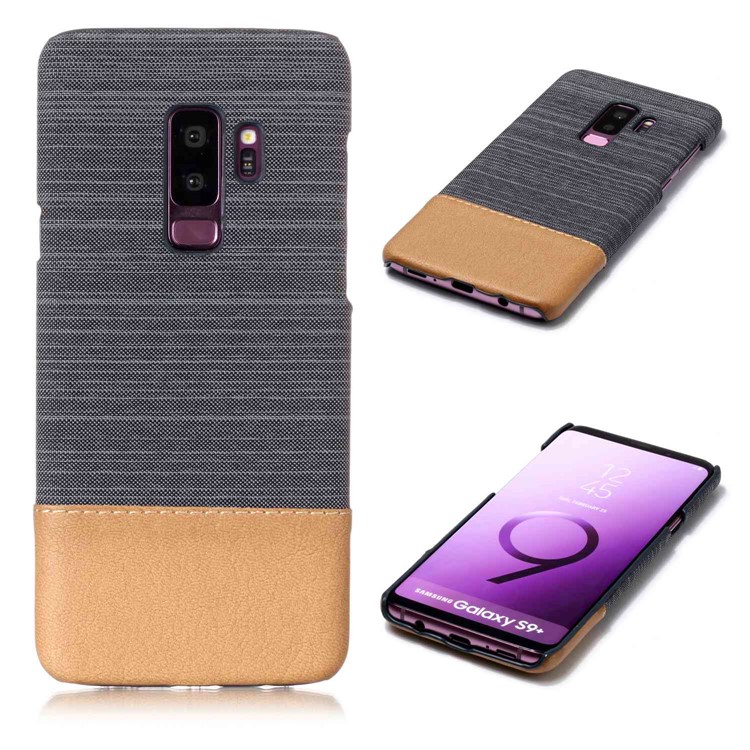

Canvas Leather Coated PC Phone Case for Samsung Galaxy S9 Plus G965 - Dark Grey