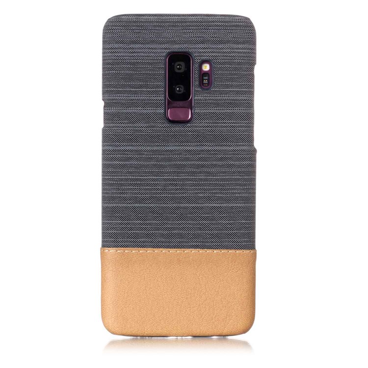 Canvas Leather Coated PC Phone Case for Samsung Galaxy S9 Plus G965 - Dark Grey-2