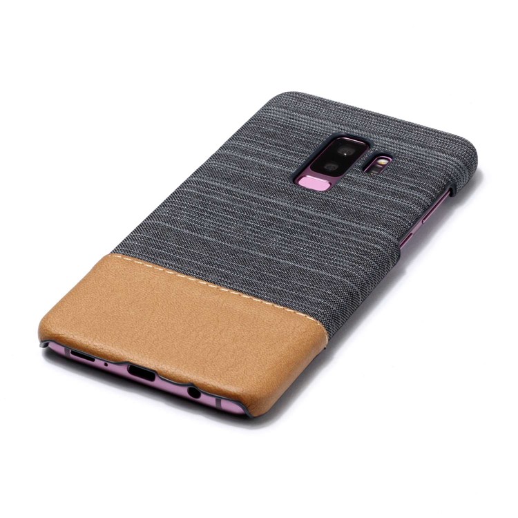 Canvas Leather Coated PC Phone Case for Samsung Galaxy S9 Plus G965 - Dark Grey-3