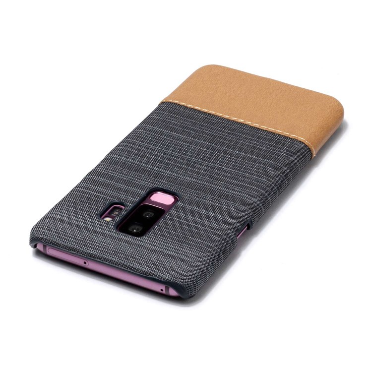Canvas Leather Coated PC Phone Case for Samsung Galaxy S9 Plus G965 - Dark Grey-4