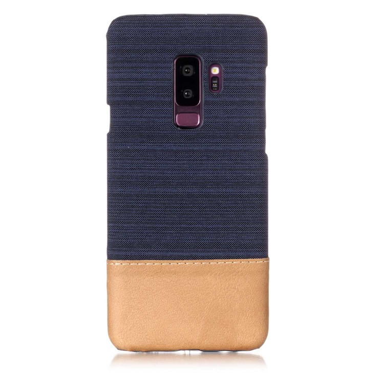 Canvas Leather Coated PC Mobile Phone Case for Samsung Galaxy S9 Plus G965 - Dark Blue-2