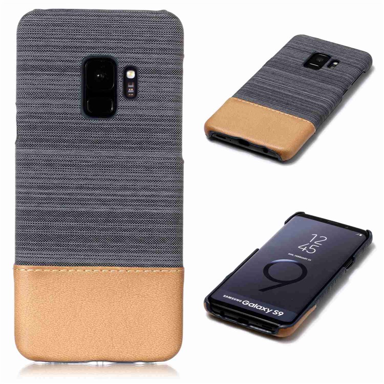 

Canvas Leather Coated PC Phone Case for Samsung Galaxy S9 SM-G960 - Dark Grey