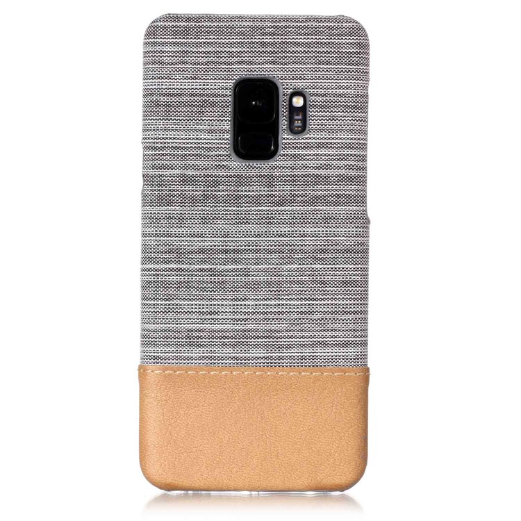 Canvas Leather Coated PC Phone Casing for Samsung Galaxy S9 SM-G960 - Light Grey-2