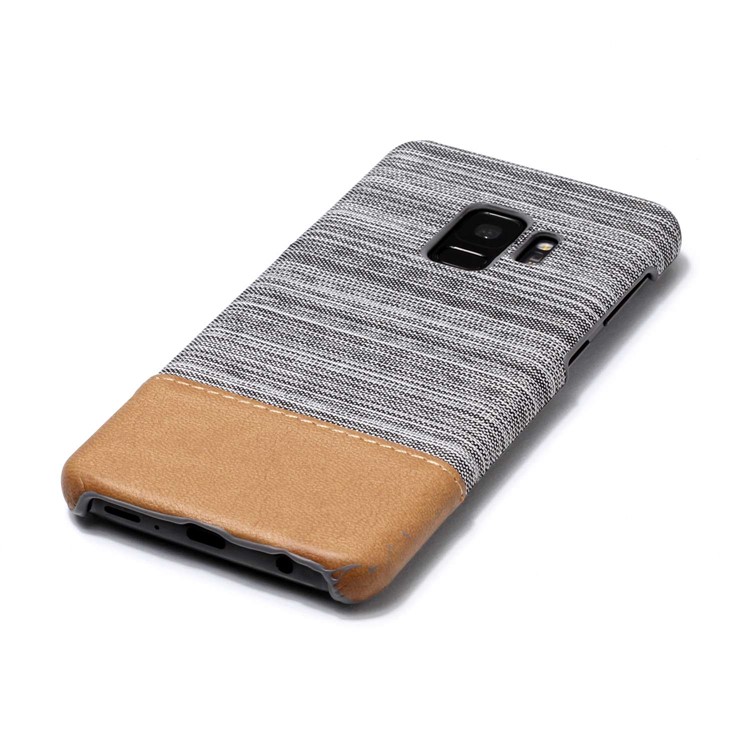 Canvas Leather Coated PC Phone Casing for Samsung Galaxy S9 SM-G960 - Light Grey-3