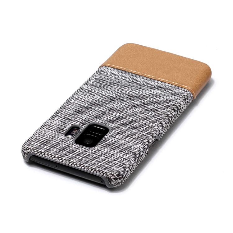 Canvas Leather Coated PC Phone Casing for Samsung Galaxy S9 SM-G960 - Light Grey-4
