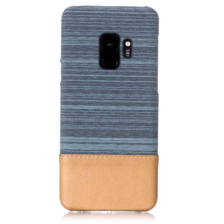 Canvas Leather Coated PC Cell Phone Cover for Samsung Galaxy S9 SM-G960 - Baby Blue-2