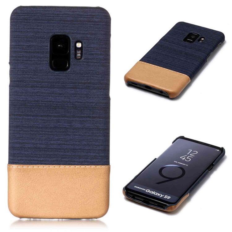 

Canvas Leather Coated PC Protective Cover for Samsung Galaxy S9 SM-G960 - Dark Blue