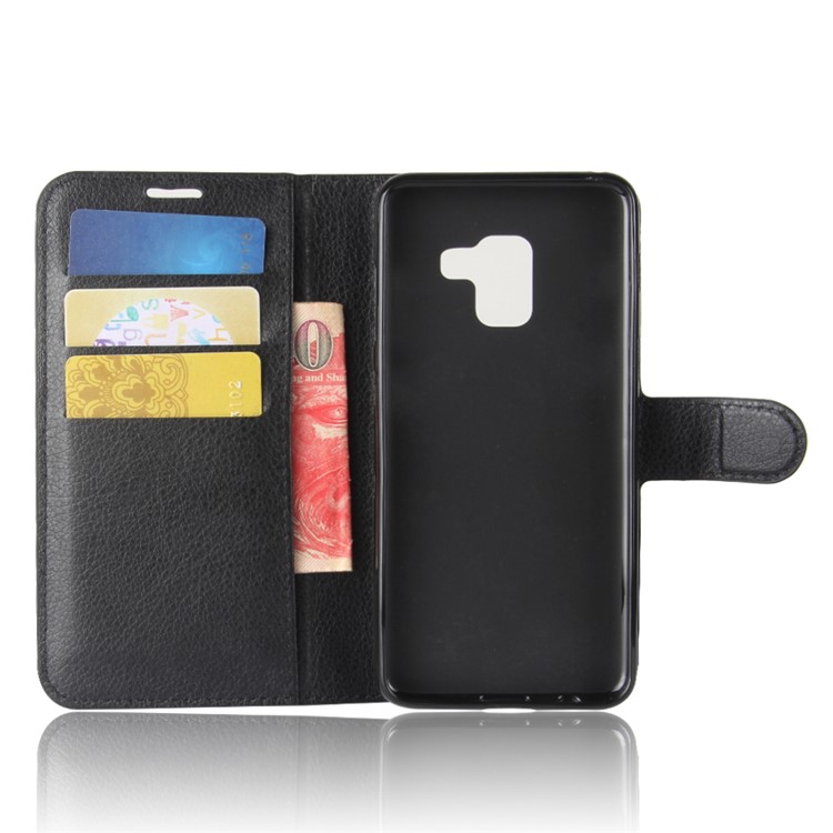100Pcs/Set Litchi Grain Wallet Stand Leather Case for Samsung Galaxy A8 (2018) - Black-3