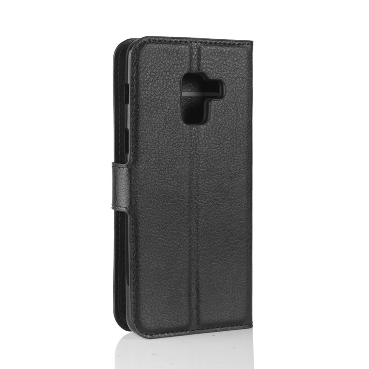 100Pcs/Set Litchi Grain Wallet Stand Leather Case for Samsung Galaxy A8 (2018) - Black-6