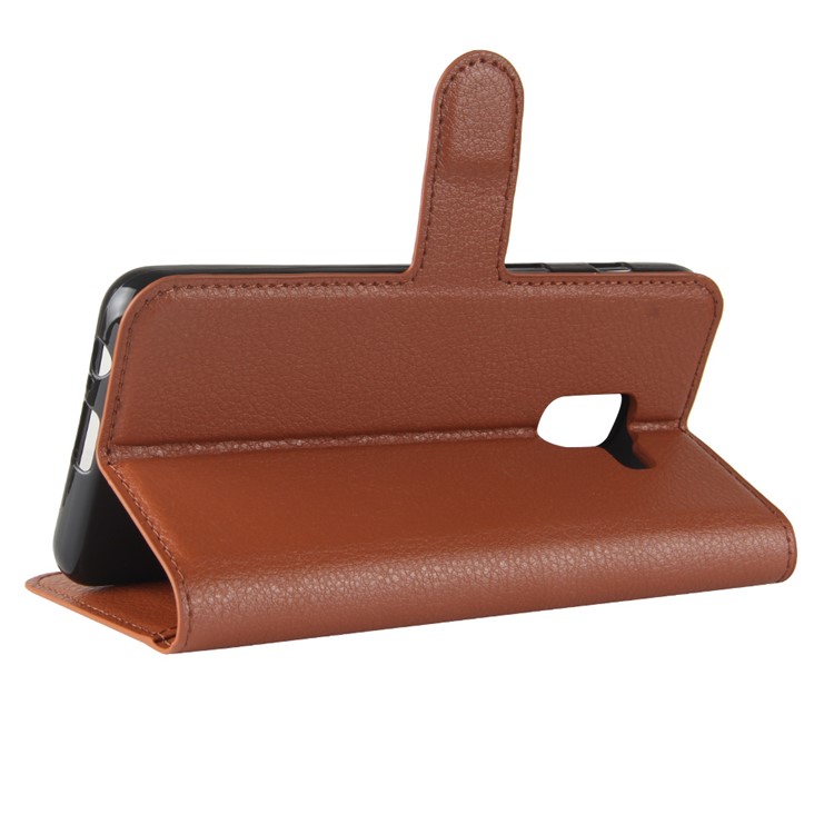 100Pcs/Set Litchi Grain Wallet Stand Leather Cover for Samsung Galaxy A8 (2018) - Brown-5