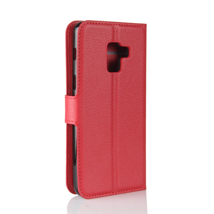 100Pcs/Set Litchi Grain Wallet Stand Leather Shell for Samsung Galaxy A8 (2018) - Red-6