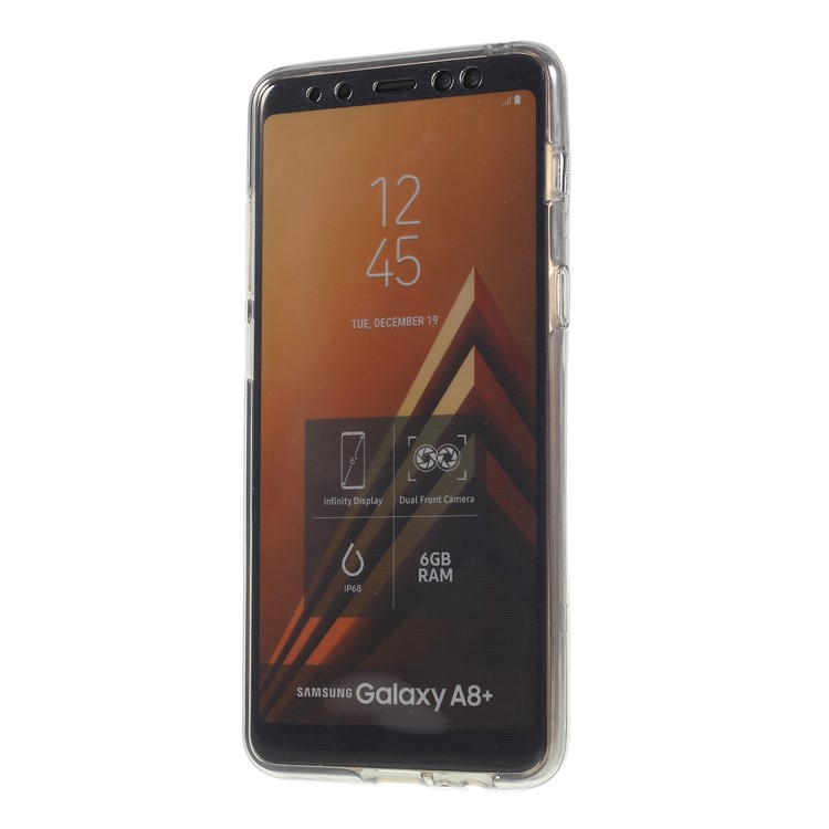 Duas Peças Frente + Volta Caso TPU Para Samsung Galaxy A8 + (2018) - Cinzento-2