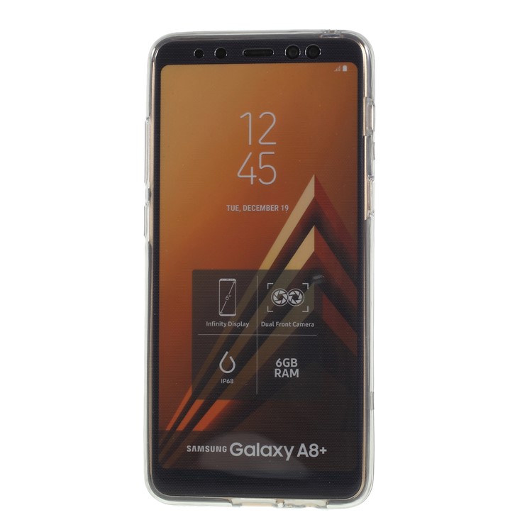 Duas Peças Frente + Volta Caso TPU Para Samsung Galaxy A8 + (2018) - Cinzento-4