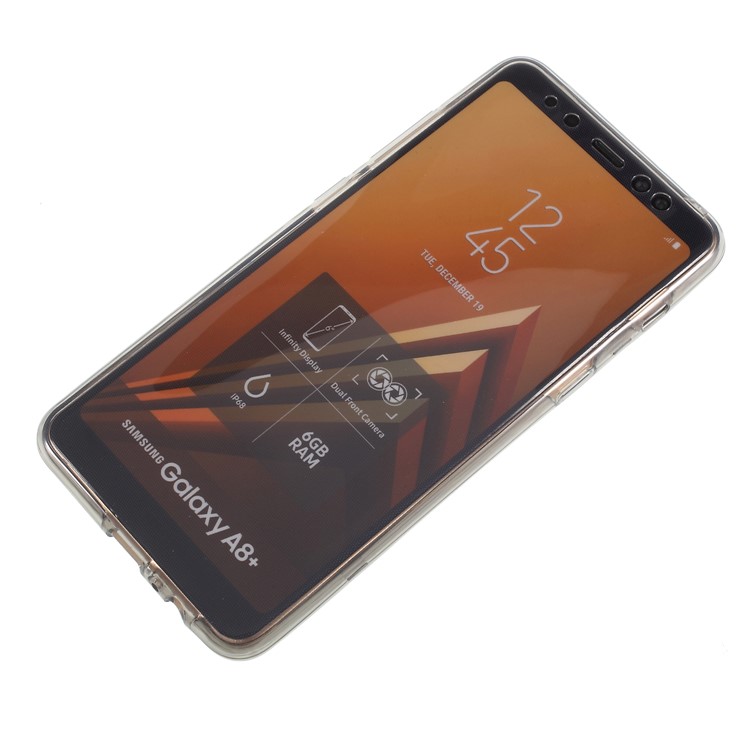 Duas Peças Frente + Volta Caso TPU Para Samsung Galaxy A8 + (2018) - Cinzento-7
