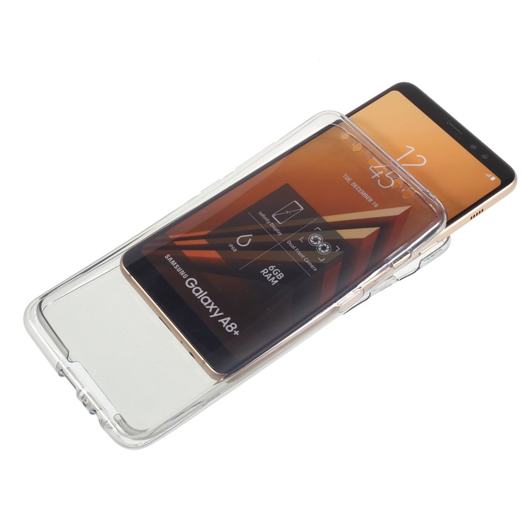 Duas Peças Frente + Volta Caso TPU Para Samsung Galaxy A8 + (2018) - Cinzento-8