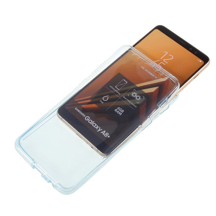 Two Pieces Front + Back TPU Protection Case for Samsung Galaxy A8+ (2018) - Blue-6