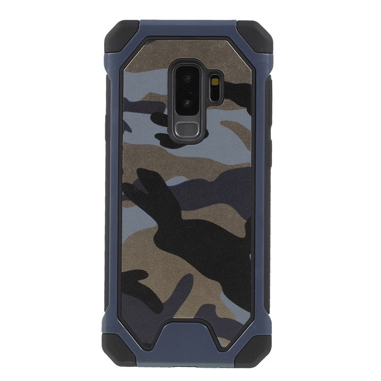 Camouflage PU Leather Coated PC TPU Hybrid Back Case for Samsung Galaxy S9+ G965 - Dark Blue-2