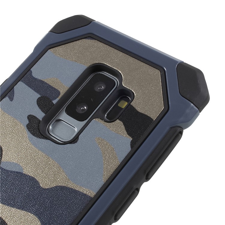 Camouflage PU Leather Coated PC TPU Hybrid Back Case for Samsung Galaxy S9+ G965 - Dark Blue-3