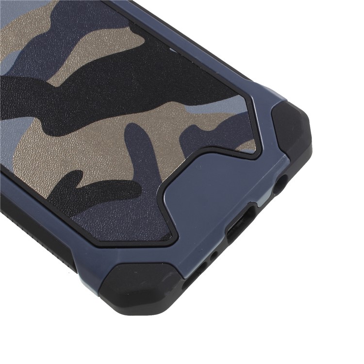 Camouflage PU Leather Coated PC TPU Hybrid Back Case for Samsung Galaxy S9+ G965 - Dark Blue-4
