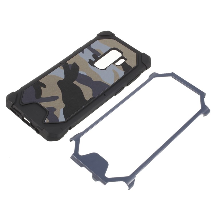 Camouflage PU Leather Coated PC TPU Hybrid Back Case for Samsung Galaxy S9+ G965 - Dark Blue-6
