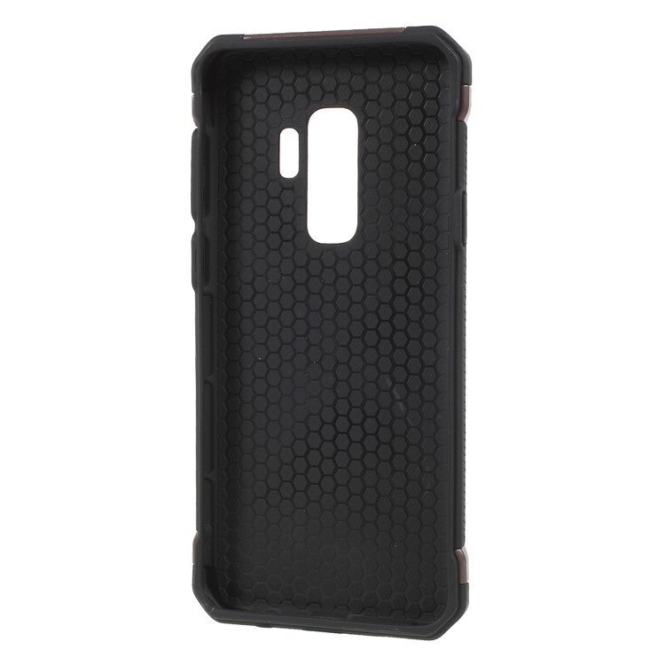 Camouflage PU Leather Coated PC TPU Hybrid Mobile Accessory Case for Samsung Galaxy S9+ G965 - Coffee-4
