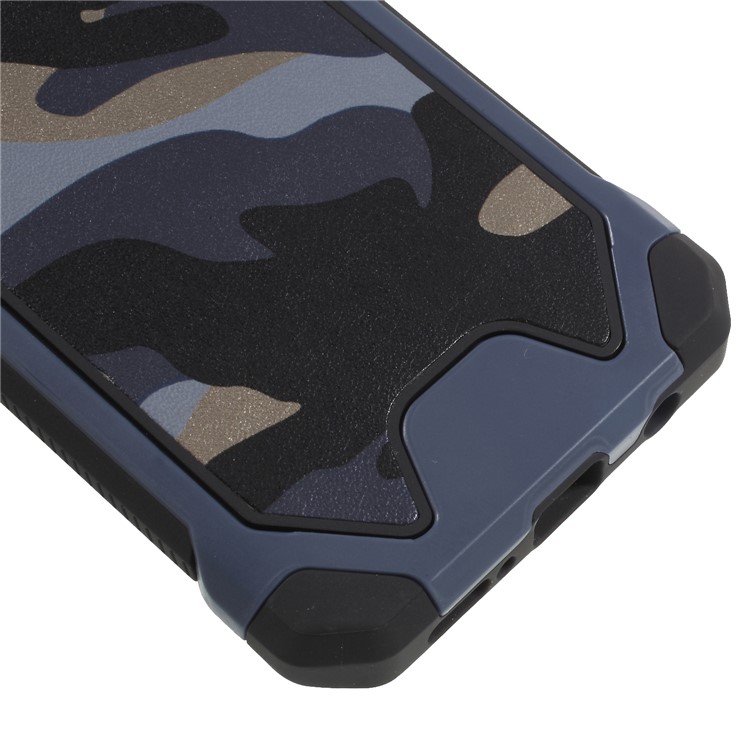 For Samsung Galaxy S9 G960 Camouflage Leather Coated PC TPU Hybrid Phone Cover - Dark Blue-4