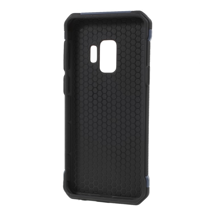 For Samsung Galaxy S9 G960 Camouflage Leather Coated PC TPU Hybrid Phone Cover - Dark Blue-5