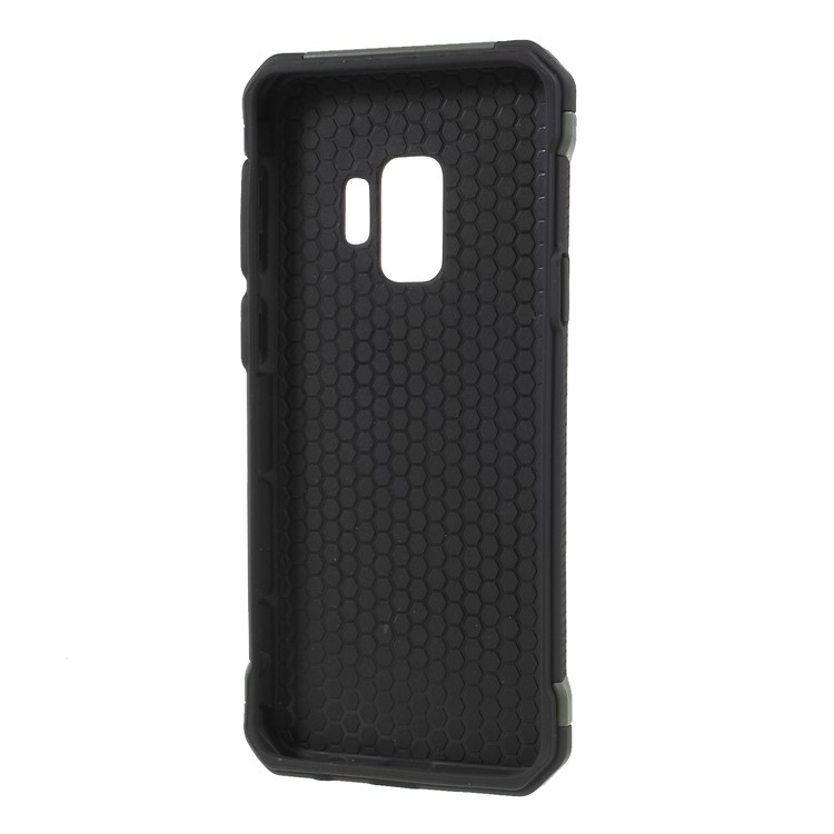 Accessoire De Boîtier Hybride PC TPU Enduit De Cuir Camouflage Pour Samsung Galaxy S9 G960 - Armée Verte-4