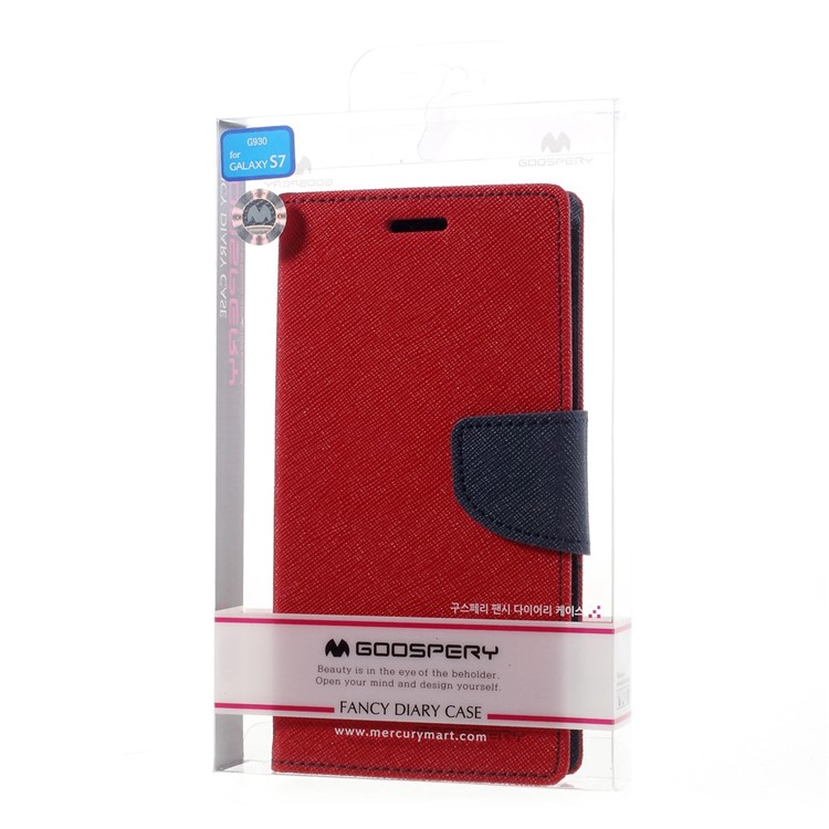 MERCURY GOOSPERY Wallet Leather Cover for Samsung Galaxy S7 - Red-10