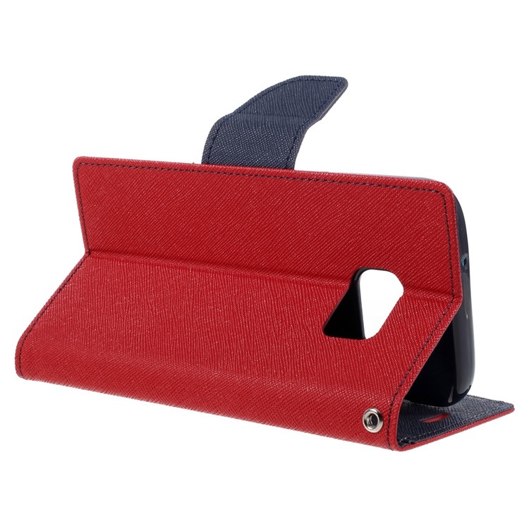 Quecksilber GooPery Ledertasche Für Samsung Galaxy S7, Wallet Stand Schutzhülle - Rot-5